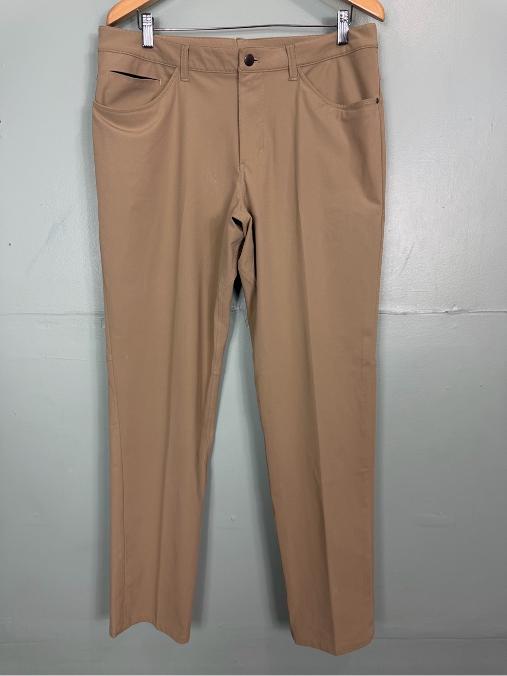 Lululemon ABC Classic Fit 5 Pocket Pants Warpstreme Tan Khaki Men Size 36